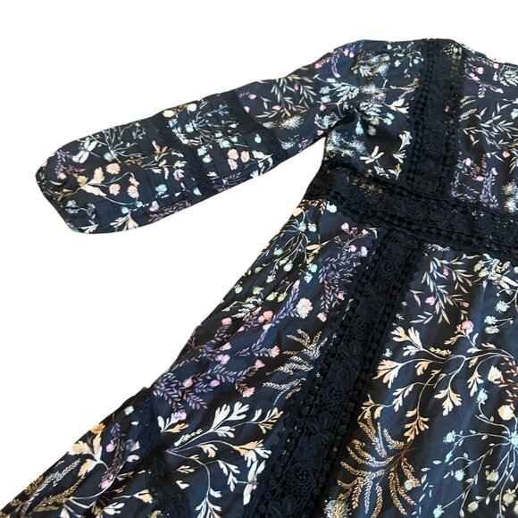Moulinette Soeurs Anthropologie Floral Print Dress Lace Trim Size 2 Women's - Picture 9 of 13